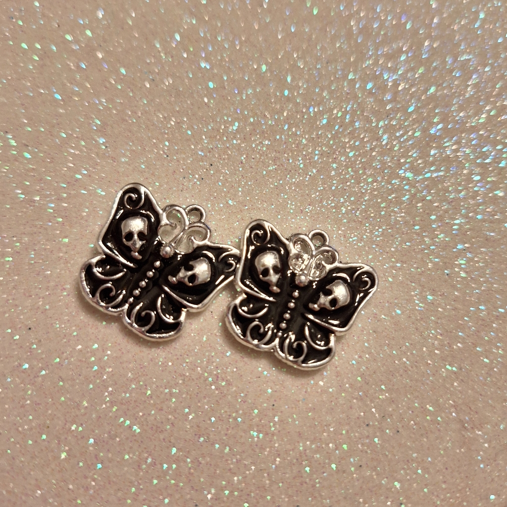 Butterfly Skull Enemal Earrings Halloween New